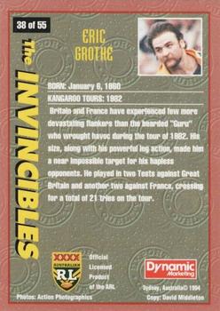 1994 Dynamic Kangaroo Heroes #38 Eric Grothe Back